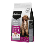 A 3kg bag of BlackHawk Mature 2+ Original Lamb & Rice dog food, featuring a brown and white dog on the front, set against a plain white background.