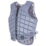 Gray protective vest with a grid pattern on a white background