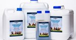 Bottles of Equine Plus Microbiome Support on a white background