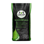 Bag of LEG UP Cold Pressed Sunflower Meal for horses on a white background