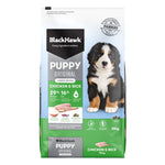 Black Hawk Puppy Original Chicken & Rice dog food package on a white background