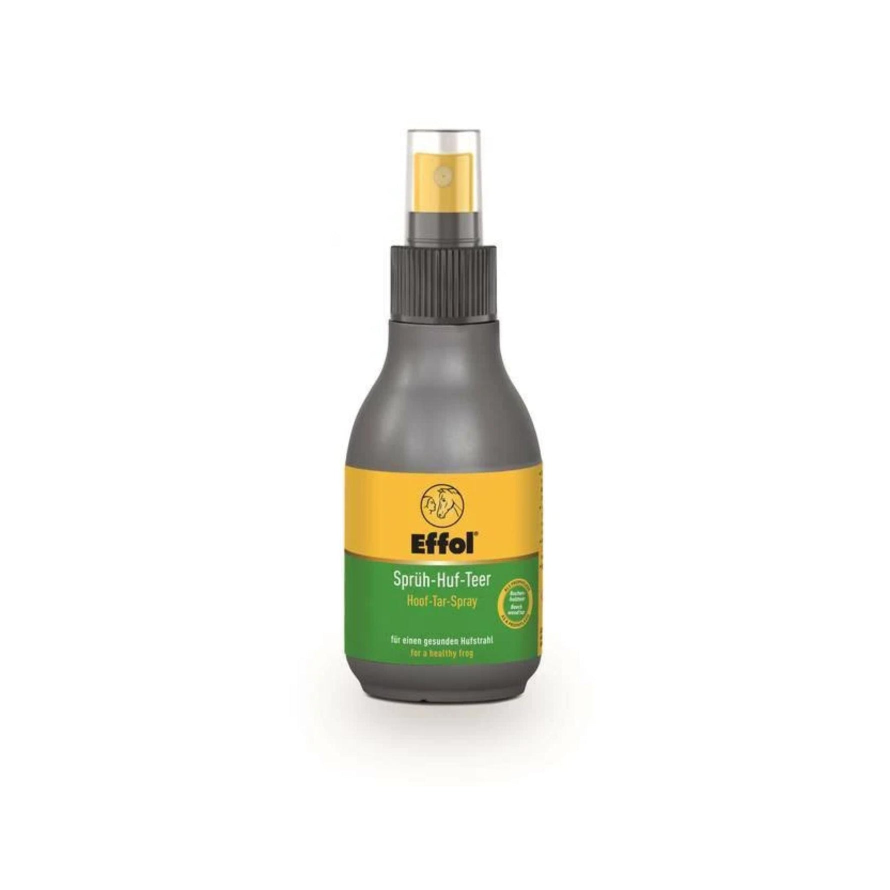 A 100g spray bottle of Effol Spröh-Hut-Teer (beetle spray) with a dark gray bottle, yellow and green label, and black spray nozzle, set against a plain white background.
