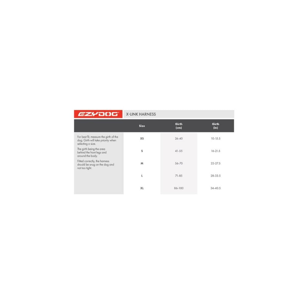 ezy-dog-harness-x-link-sizing