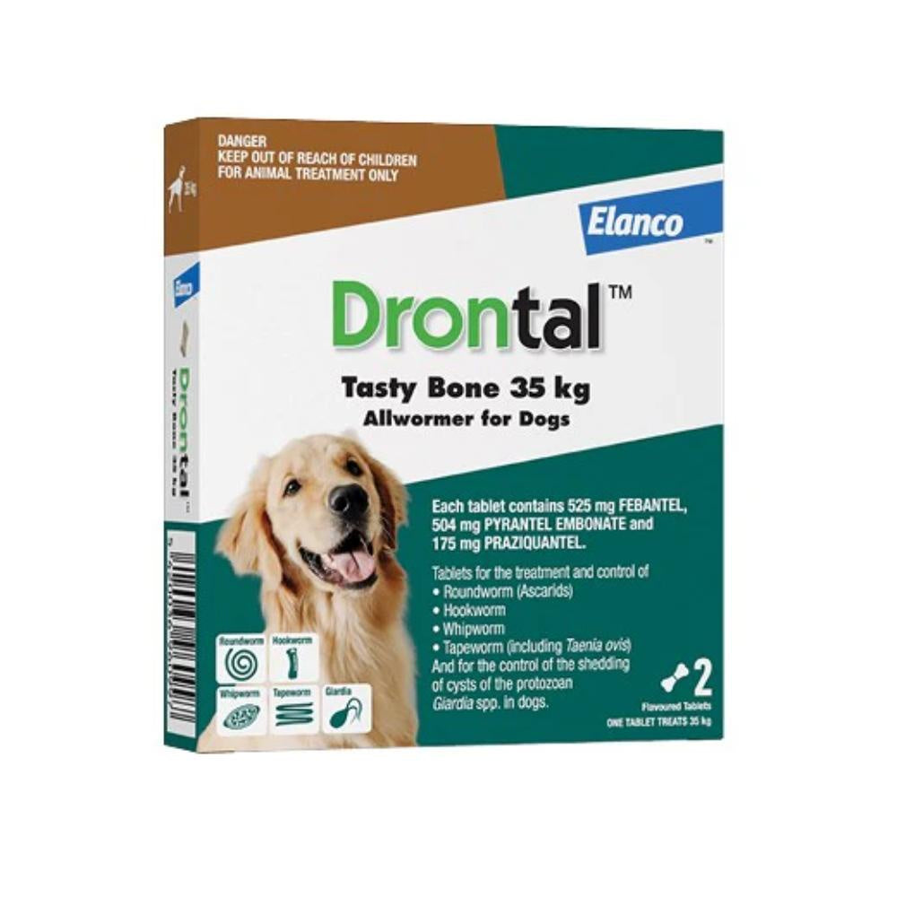 Drontal Dog Tasty Bone Allwormers 35kg 2 Pack