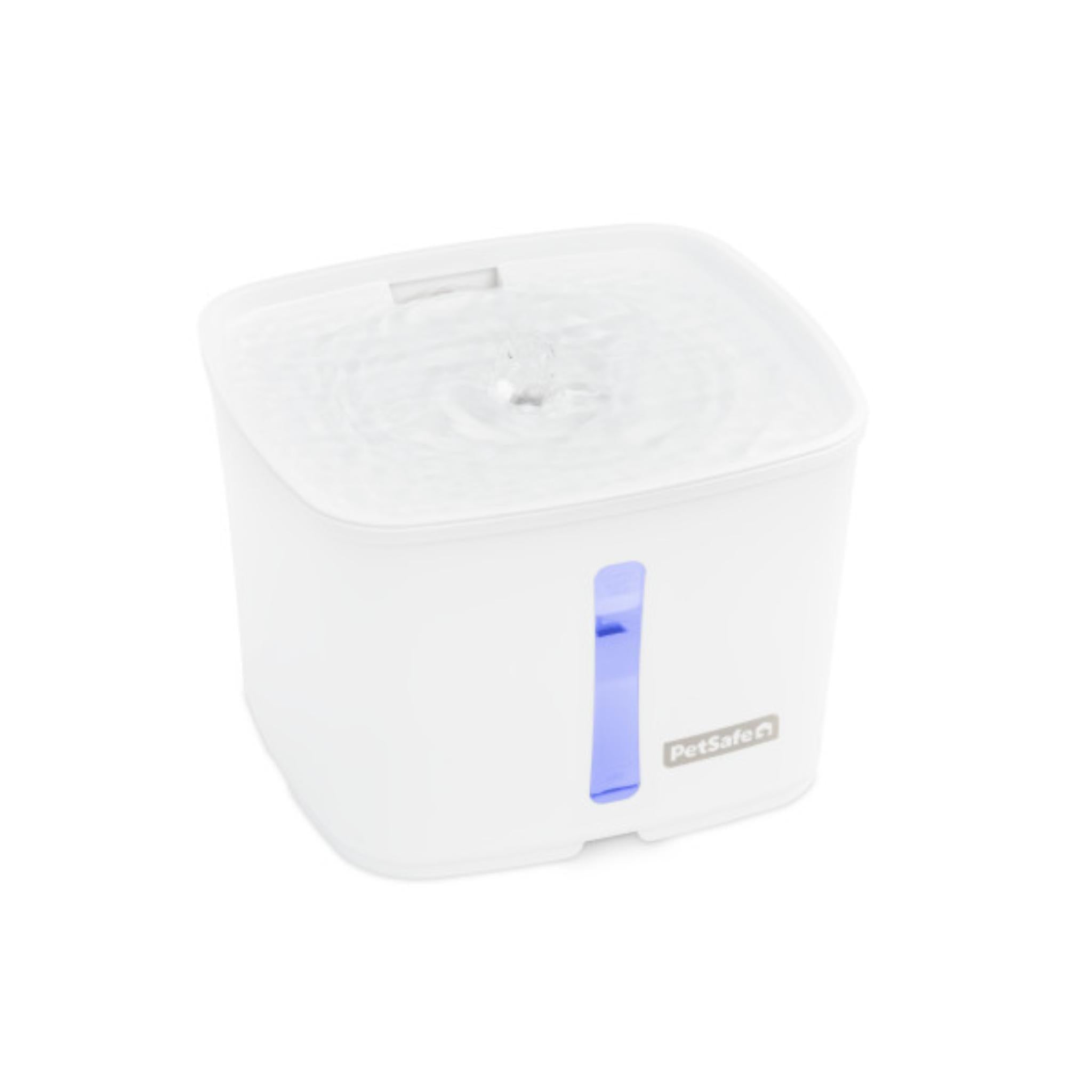 White electronic device with a blue light on a white background