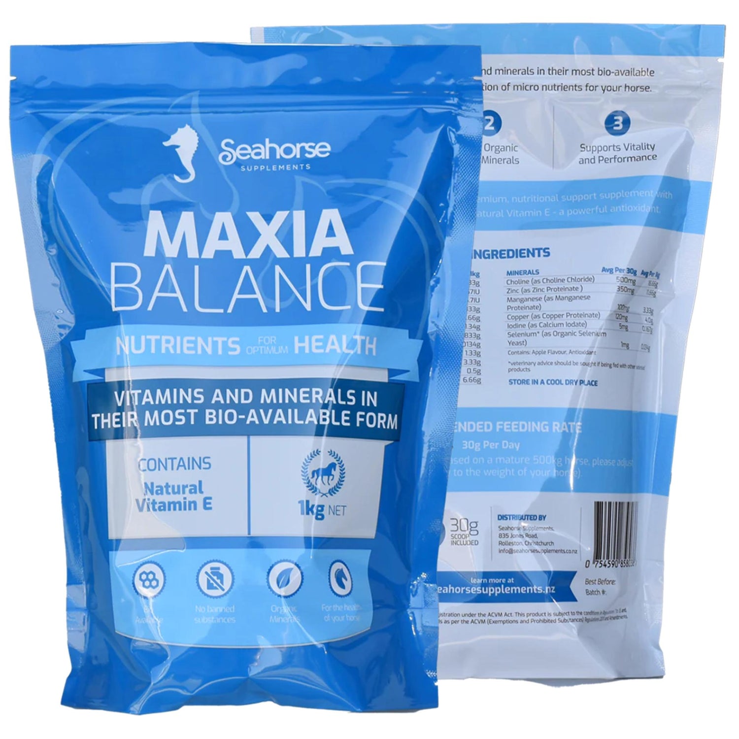 Seahorse Supplements Maxia Balance package on a white background
