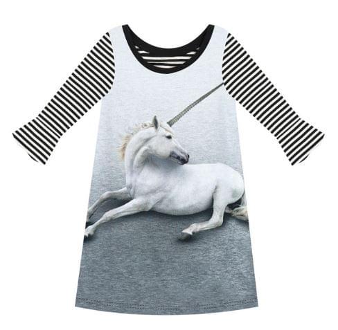 Girls Striped Unicorn Dress/Tunic