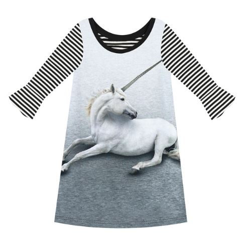 Girls Striped Unicorn Dress/Tunic