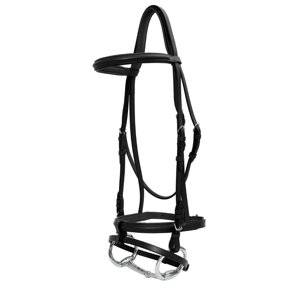 Platinum Raised Padded Hanoverian Bridle Black