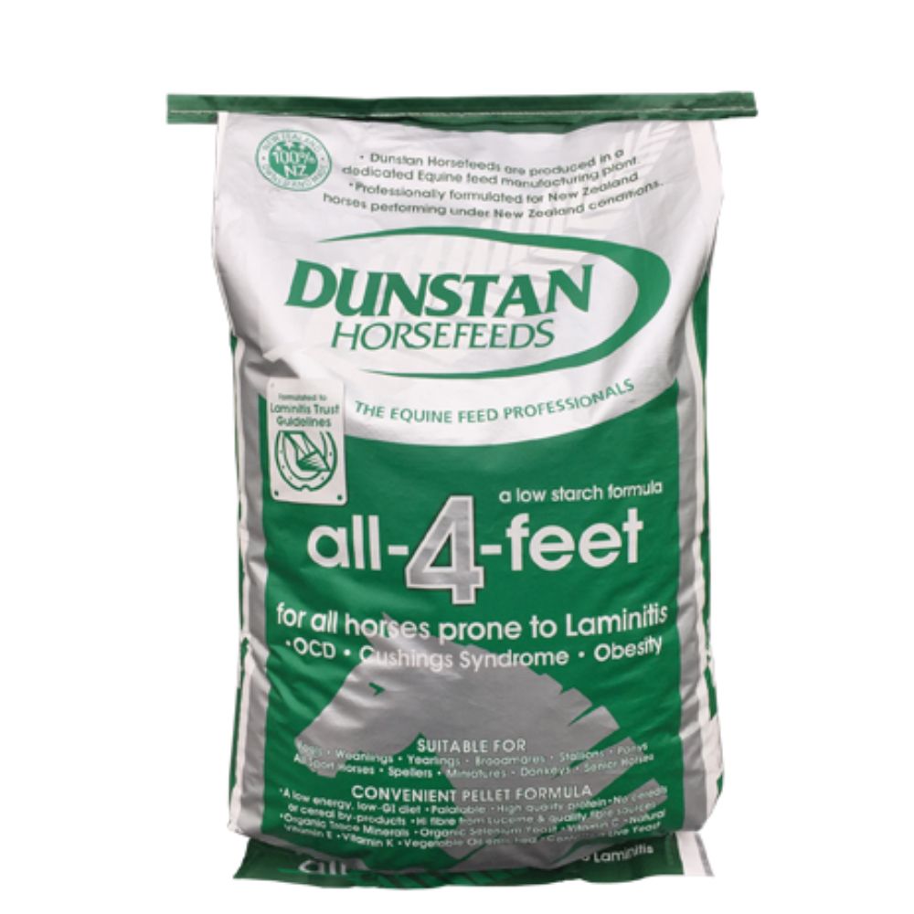 Dunstan All 4 Feet a low starch formula for all horses prone to Laminitis, OCD, Cushings Syndrome, Obesity