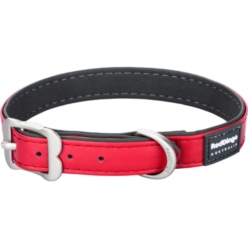 Red-dingo-dog-collar-vegan-leather-red