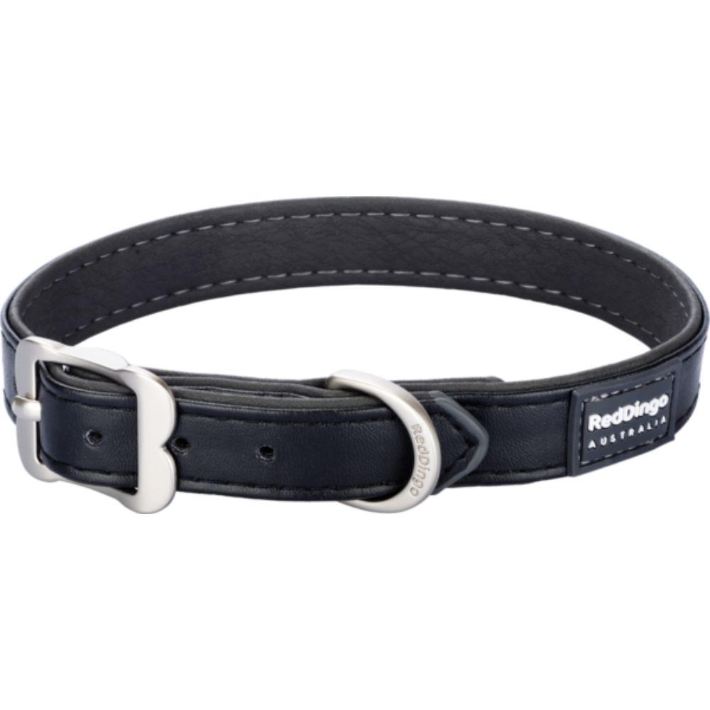 Red-dingo-dog-collar-vegan-leather-black