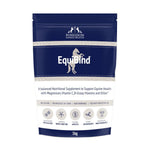 A package of Poseidon Equibind horse supplement featuring a white horse silhouette on a blue background.