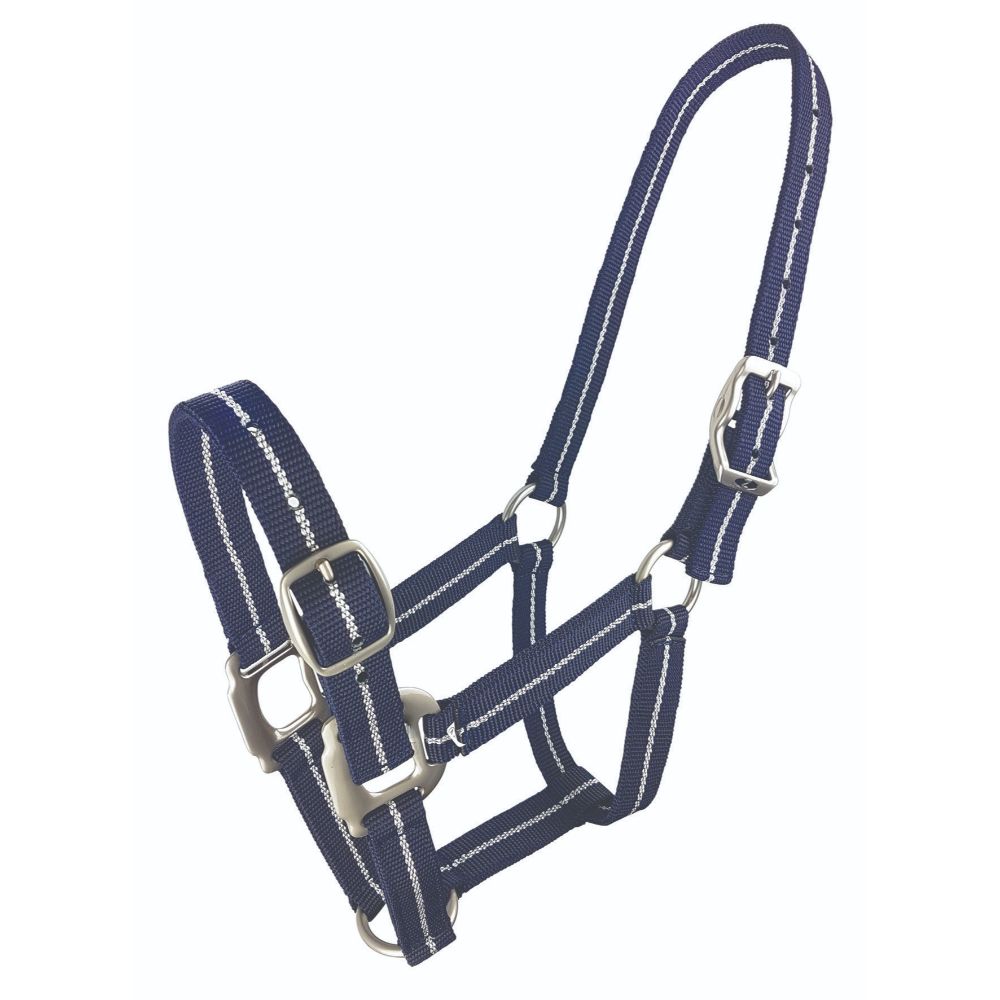 Metallic Braid Headcollar Navy Blue/Silver
