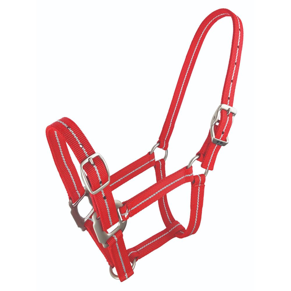 Metallic Braid Headcollar Red/Silver
